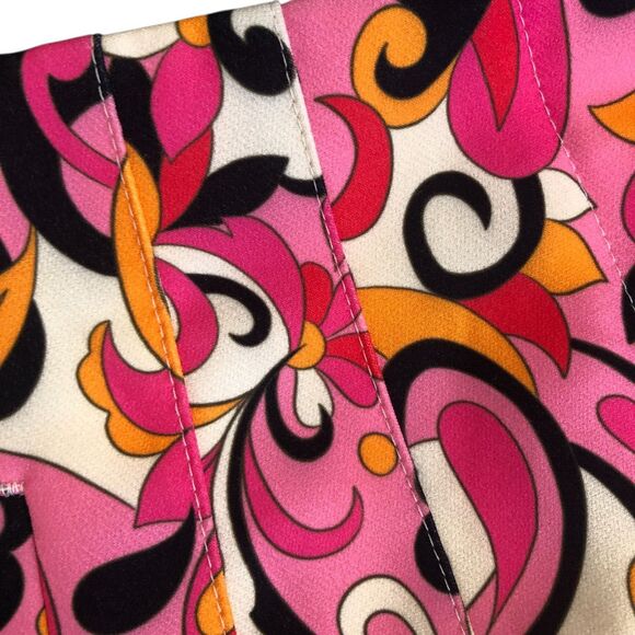 ZARA Pink Paisley High Waist Barbie Retro 60's Summer Trouser Pants Sz M - Picture 3 of 12